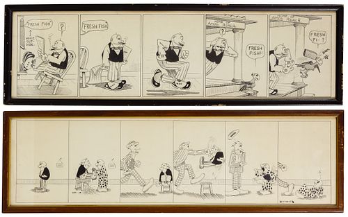 Andy Hettinger (American, 20th Century) 'Amos Roach' Ink on Paper Comic Strips