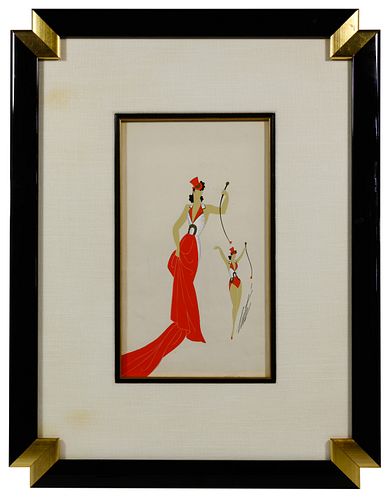 Erte (Romain de Tirtoff) (Russian / French, 1892-1990) 'L'Amazone' Gouache on Paper