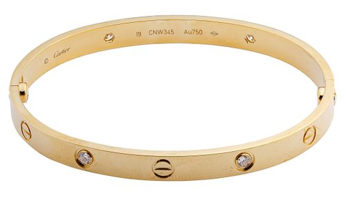 Cartier 18k Yellow Gold and Diamond 'Love' Bracelet