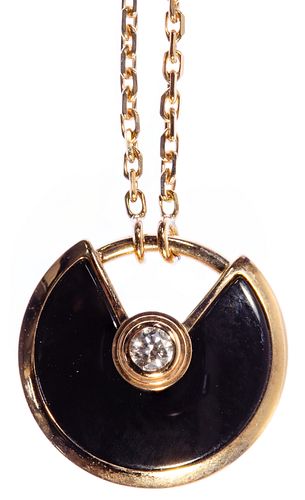 Cartier 18k Pink Gold, Onyx and Diamond 'Amulette de Cartier' Pendant and Necklace