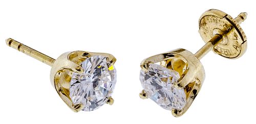 14k Gold and Diamond Stud Earrings