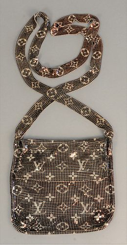 Louis Vuitton mesh Francis purse handbag, Limited Edition, metallic with monogram, with original box. ht. 7", wd. 6.5"