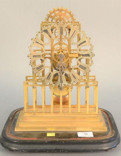 Brass skeleton clock, ht. 12 1/2". Estate of Marilyn Ware, Strasburg, PA.