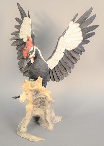 Boehm "Pileated Woodpecker", limited edition porcelain sculpture by Edward Marshall #47, ht. 22", wd. 15 1/2".