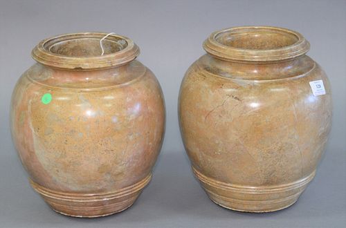 Pair of large stone urns, ht. 12".