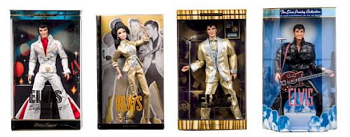 Four Elvis Presley Themed Barbies