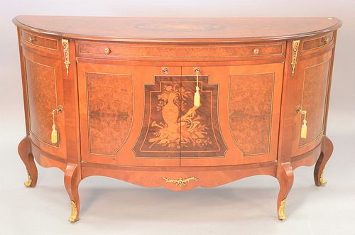 French style mahogany inlaid server with four doors, ht. 36", top: 20" x 60"