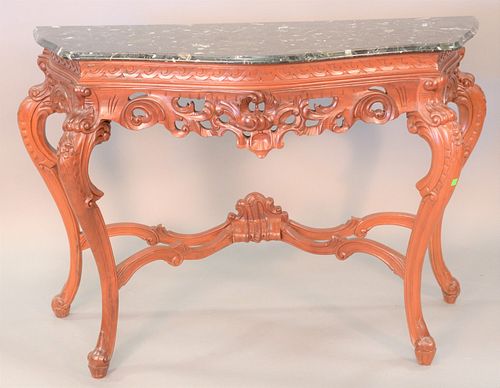 Louis XV style console table with marble top, ht. 37", top: 20" x 52".