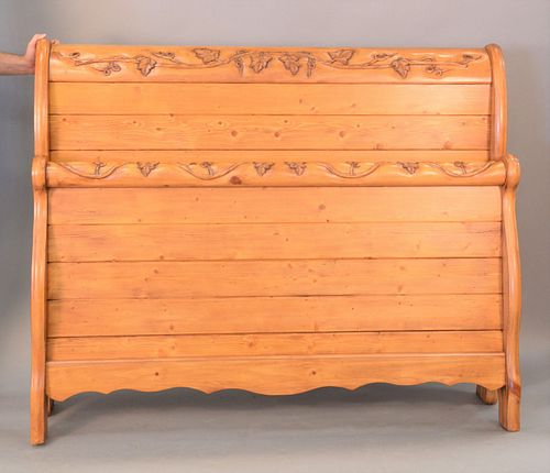 Queen size pine sleigh bed, ht. 50".