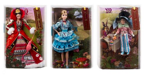 Three Silver Label Alice in Wonderland Dolls