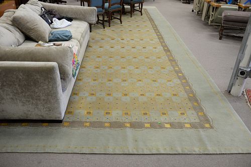 Large Contemporary room sized rug, 10'5" x 20' 7", one corner with moth damage. 