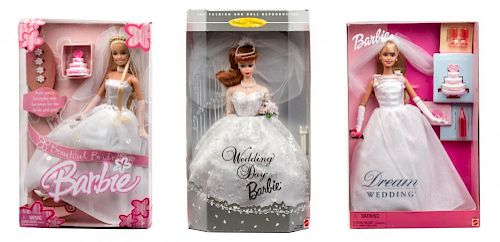 Three Wedding Themed Barbies
