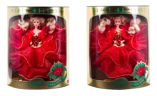 Three Special Edition Happy Holidays Barbies