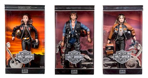 Three Collector Edition Harley-Davidson Motorcycle Barbies