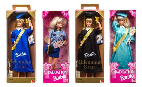 Four Graduation Barbies