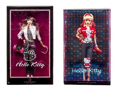 Two Pink Label Hello Kitty Barbies