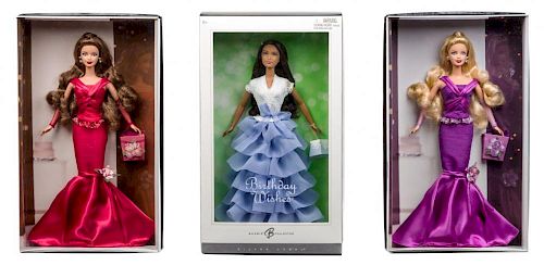 Three Silver Label Birthday Wishes Barbies