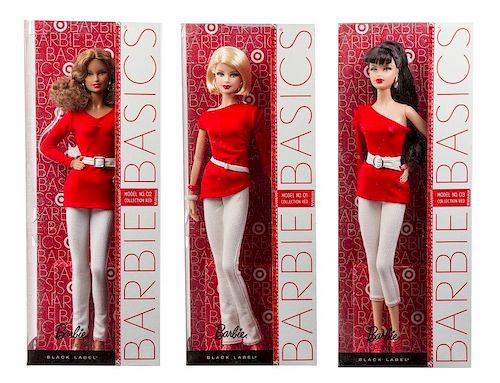 Three Black Label Collection Red Barbie Basics Barbies