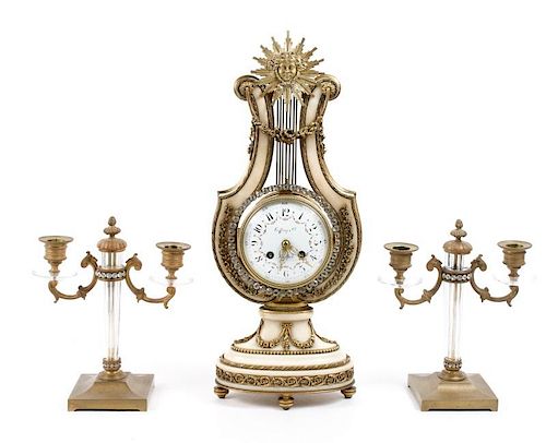 Louis XVI Style Clock Garniture Set, Tiffany & Co.