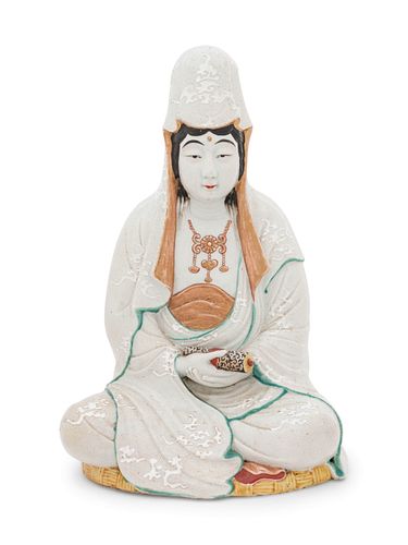 A Polychrome Decorated Porcelain Figure of Kannon
