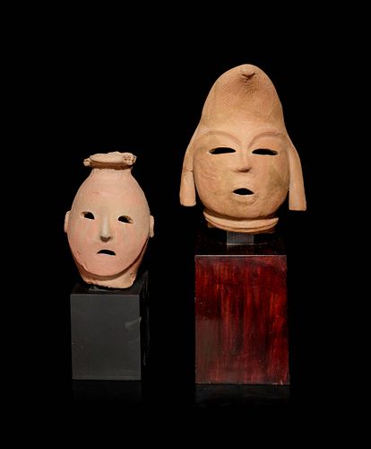 Two Pottery Haniwa Heads