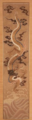 A Embroidered Silk ‘Dragon’ Panel