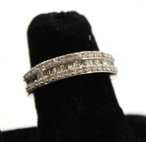 Silver and Diamond Band Ring