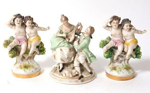 Gilt & Polychrome Porcelain Figurines, 3