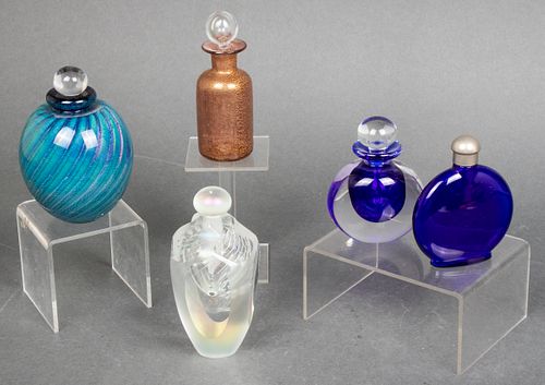Art Glass Perfume Bottles, Group of 5