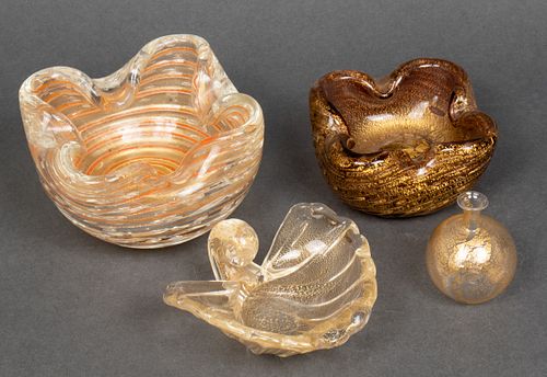 Organic Form Gold Murano Glass Vessels, 4