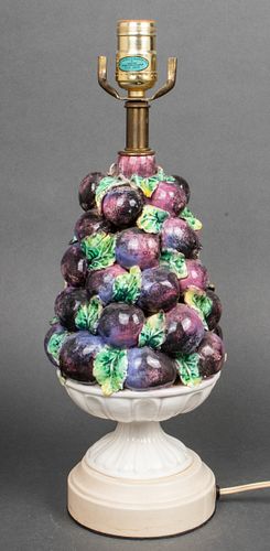 Italian Ceramic Plum Topiary Table Lamp