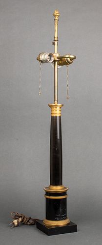 Empire Style Brass & Ebonized Wood Columnar Lamp