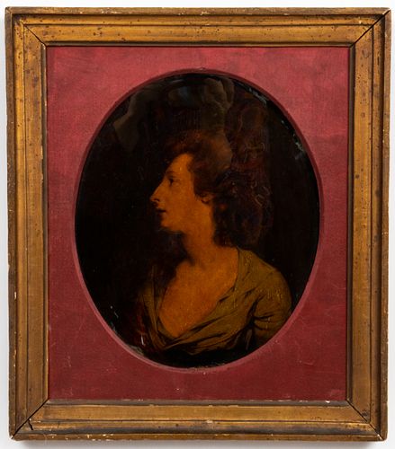 Verre Eglomise Portrait Painting in Frame