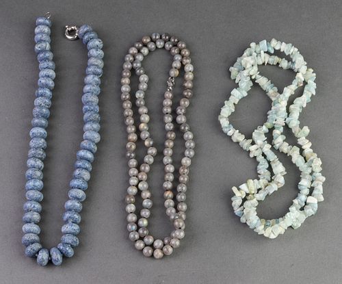 Aquamarine Labradorite Coral & Silver Necklaces, 3