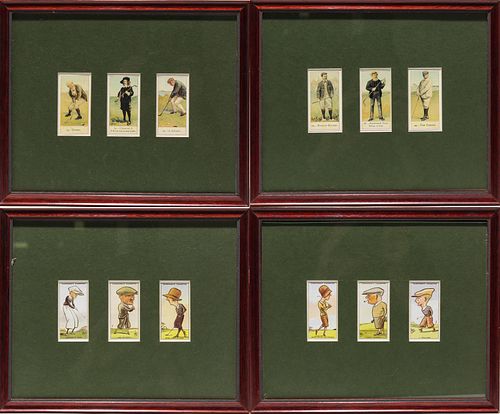 Vintage Golfers Cigarette Cards, Framed Set of 4
