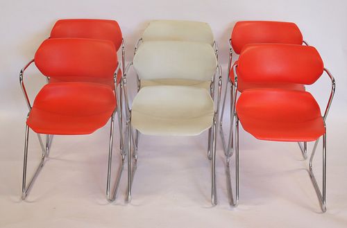 Vintage Set Of Acton Chrome Frame Stacking Chairs
