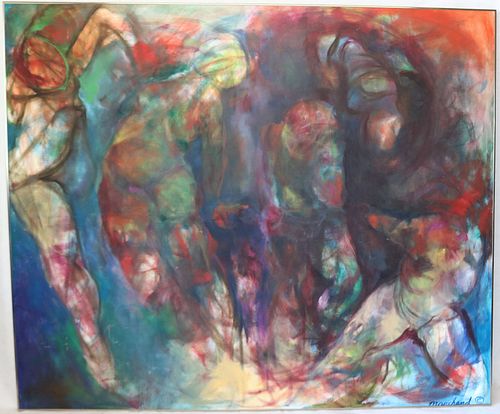 ANNE MARCHAND, LARGE ABSTRACT OIL ON CANVAS,