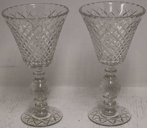 PAIR OF EARLY 20TH CENTURY PAIRPOINT CUT GLASS