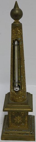 LATE 19TH CENTURY ENGRAVED AND GILT BRASS OBELISK