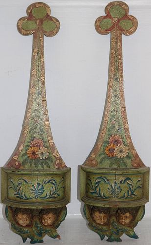 PAIR OF EARLY 20TH CENTURY CARVED AND PAINTED