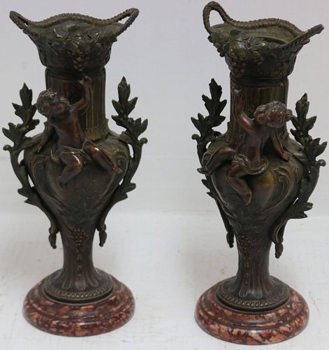 PAIR OF LATE 19TH CENTURY BRONZE FINISHED METAL