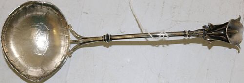 ORNATE STERLING SILVER LADLE WITH LILY TOP AND