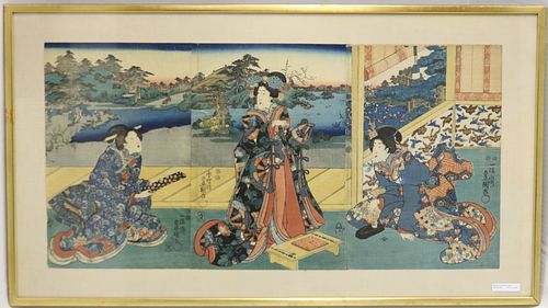 A 19TH CENTURY JAPANESE WOODBLOCK PRINT TRYPTIC