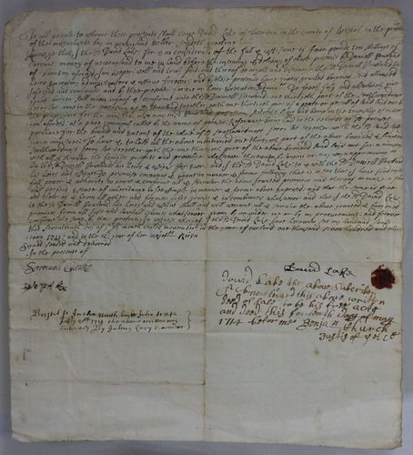 EARLY 18TH CENTURY DOCUMENT, APPEARING TO BE A