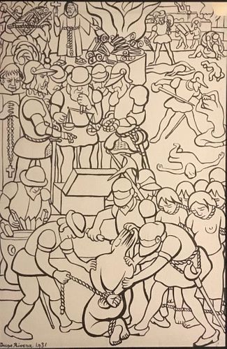 Diego Rivera, Los abusos de los conquistadores, Lithograph