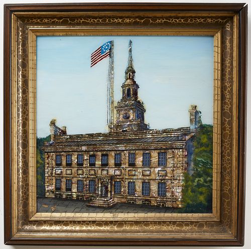 Reverse Glass Painting - Independence Hall