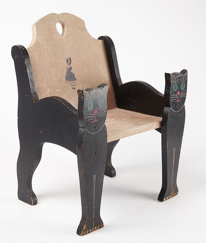 Folk Art Child's Cat Chair