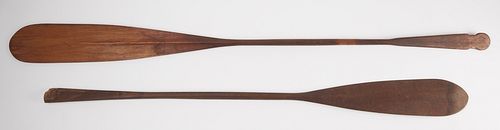 2 Hand Carved Canoe Paddles