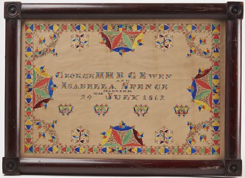 Watercolor Marriage Certificate 1862