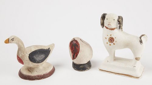 Chalkware Goose, Spaniel and Pear Bank
